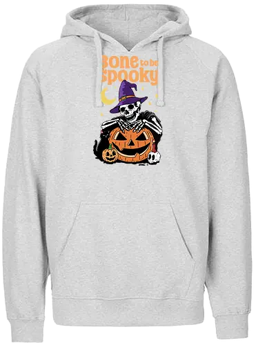 Bone to be Spooky - bone, skeleton, spooky, skull, Halloween, trick or treat, black cat, magic, humor, pumpkin - Fairtrade Hoodie