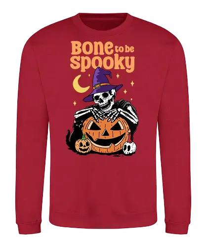 Bone to be Spooky - bone, skeleton, spooky, skull, Halloween, trick or treat, black cat, magic, humor, pumpkin - Sweatshirt