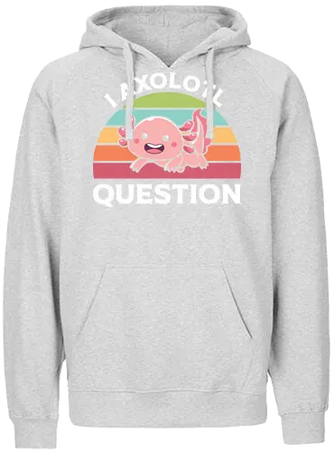 I Axolotl Question - axolotl, cute, rainbow, graphic, pun, pink, typography, retro, stripes, slogan - Fairtrade Hoodie