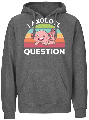 I Axolotl Question - axolotl, cute, rainbow, graphic, pun, pink, typography, retro, stripes, slogan - Fairtrade Hoodie