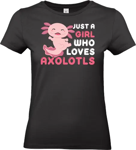 Just a girl who loves axolotls - axolotl, pink, cute, girl, love, text, playful, aquatic, creature - Standard T-Shirt (Women)
