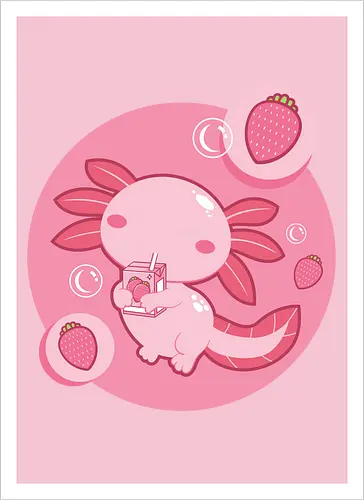 Axolotl and strawberry drink