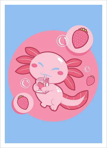 Axolotl and strawberry drink