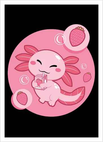 Axolotl and strawberry drink