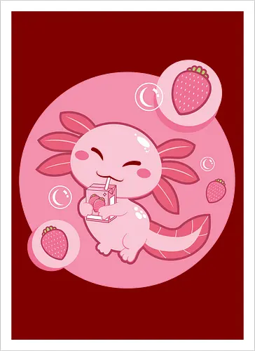 Axolotl and strawberry drink