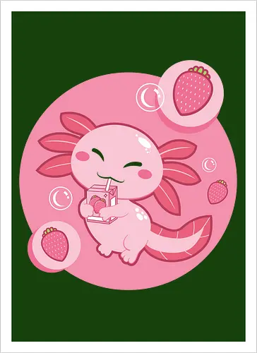Axolotl and strawberry drink