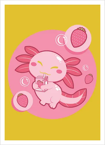 Axolotl and strawberry drink