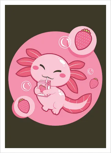 Axolotl and strawberry drink