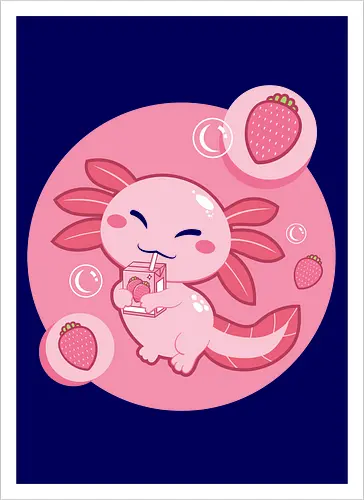 Axolotl and strawberry drink