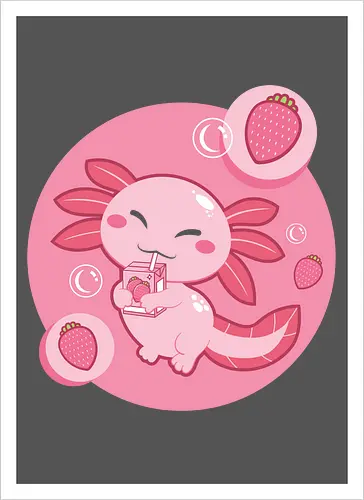 Axolotl and strawberry drink