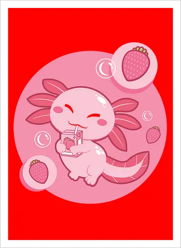 Axolotl and strawberry drink