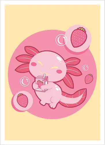 Axolotl and strawberry drink