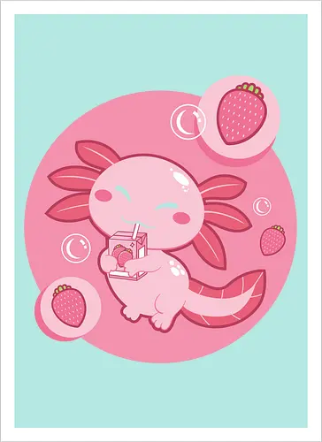 Axolotl and strawberry drink