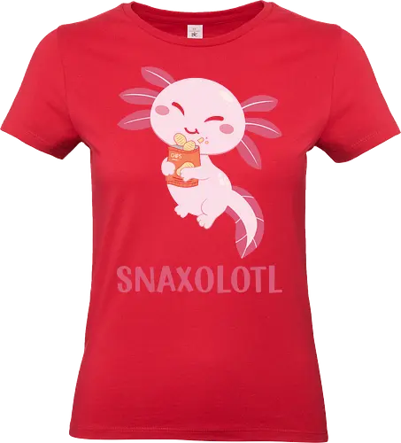 SNAXOLOTL - axolotl, cartoon, cute, snacks, pink, chips, happy, playful, whimsical, animal - Standard T-Shirt (Women)
