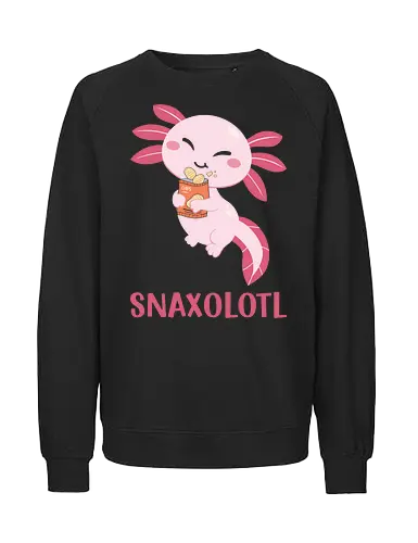 SNAXOLOTL - axolotl, cartoon, cute, snacks, pink, chips, happy, playful, whimsical, animal - Fairtrade Sweatshirt