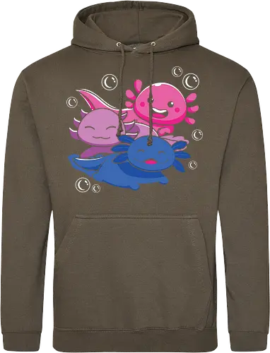 Three axolotls
