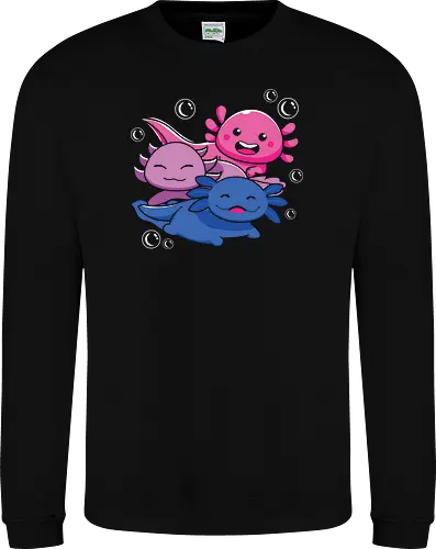 Three axolotls