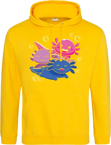 Three axolotls