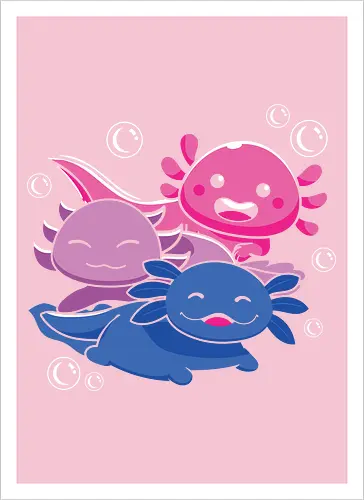 Three axolotls