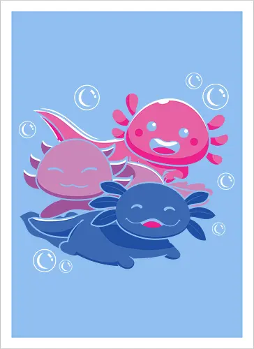 Three axolotls