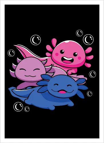 Three axolotls
