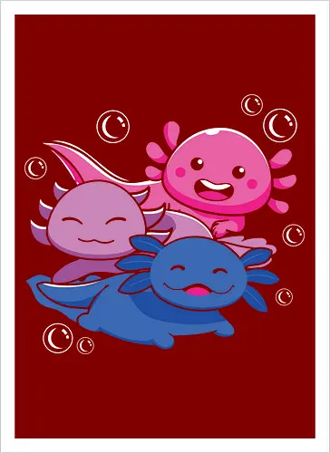 Three axolotls