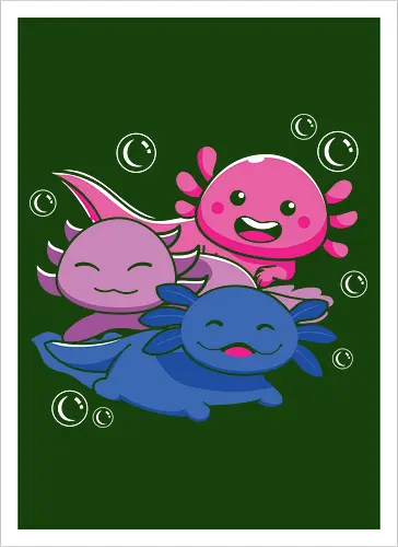 Three axolotls