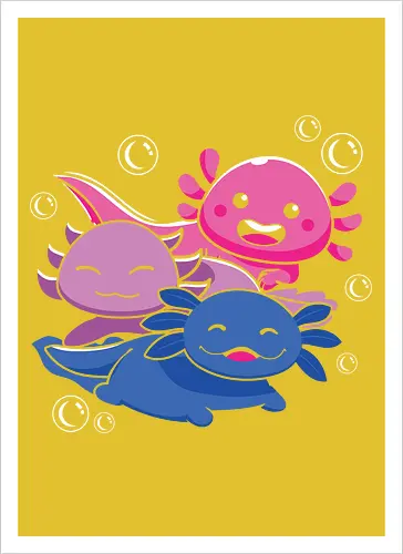 Three axolotls