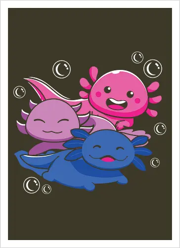 Three axolotls