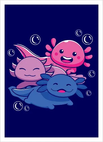 Three axolotls