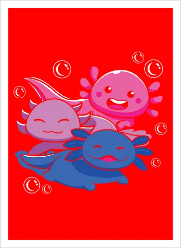 Three axolotls