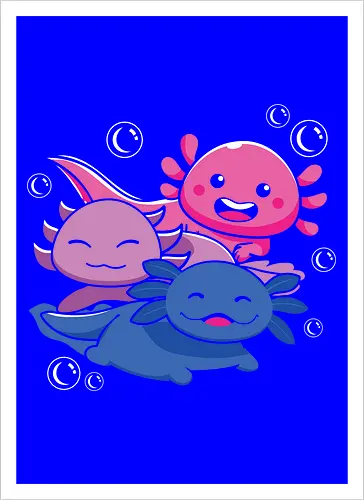 Three axolotls