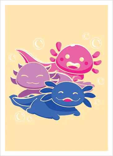 Three axolotls