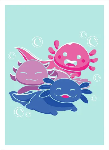 Three axolotls