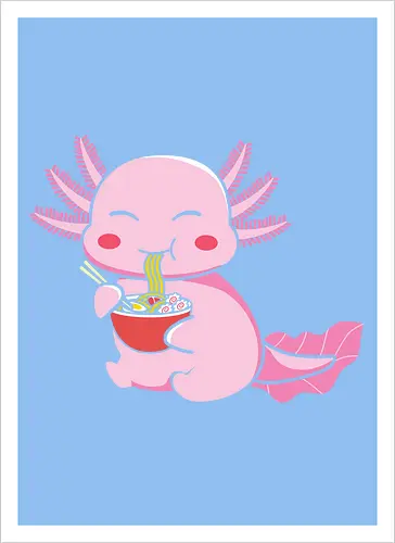 Axolotl eating pasta