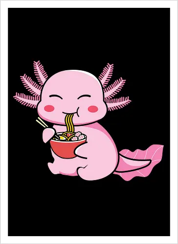 Axolotl eating pasta