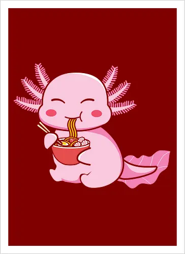 Axolotl eating pasta