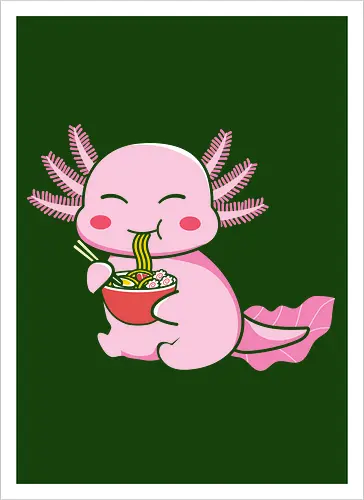Axolotl eating pasta