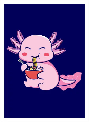 Axolotl eating pasta