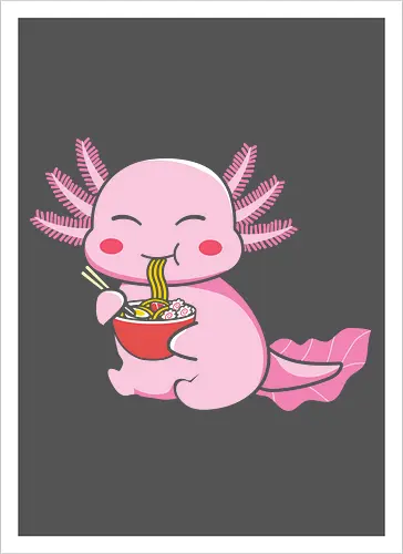 Axolotl eating pasta