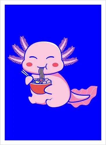 Axolotl eating pasta