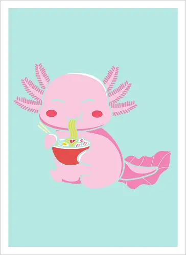 Axolotl eating pasta