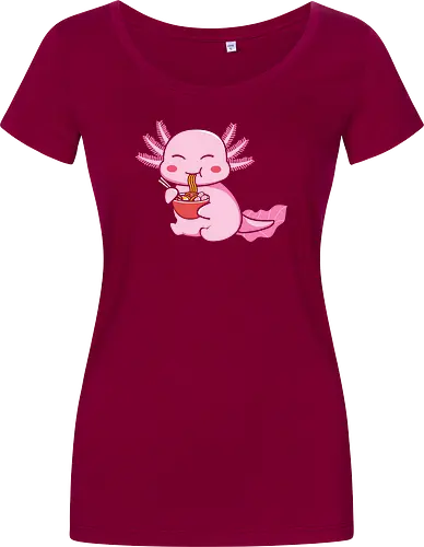 Axolotl eating pasta