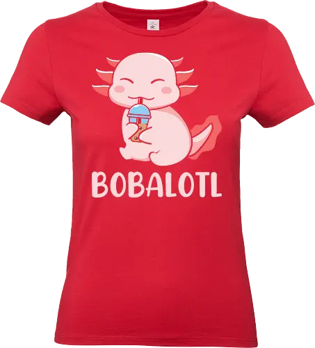 BOBALOTL - axolotl, bubble tea, cute, cartoon, pink, smiling, drink, playful, character - Standard T-Shirt (Women)