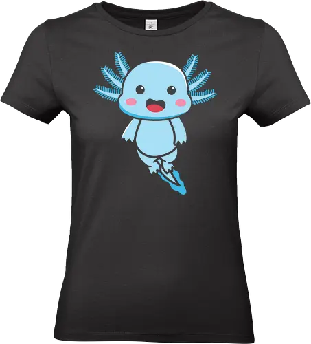 Axolotl blue - axolotl, cartoon, cute, blue, pink cheeks, gills, smile, friendly, adorable - Standard T-Shirt (Women)