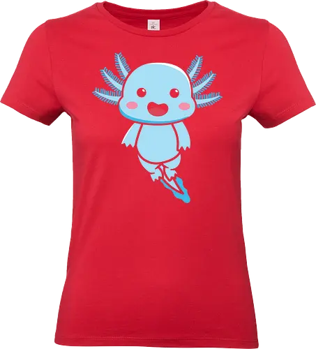 Axolotl blue - axolotl, cartoon, cute, blue, pink cheeks, gills, smile, friendly, adorable - Standard T-Shirt (Women)