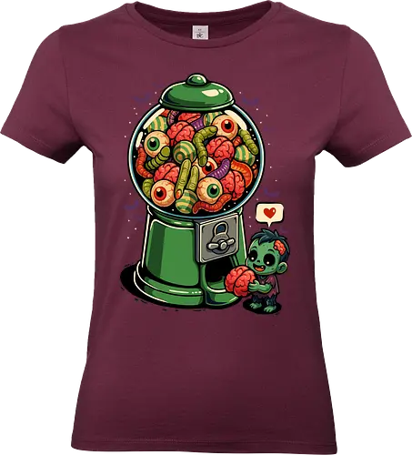 Gumball Halloween Zombie - Ästhetik, Süßigkeiten, Maisbonbons, süß, Geist, Kaugummi, Kaugummiautomat, Halloween-Süßigkeiten, Halloween-T-Shirt, Horror, Illustration, Monster, Kürbis, Summerween, Zombie, Gehirn, Zombie-Gehirn, lustig, Halloween, lm2kone - Standard T-Shirt (Women)