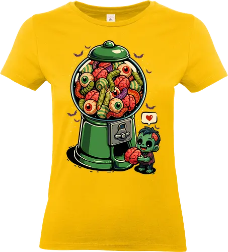 Gumball Halloween Zombie - Ästhetik, Süßigkeiten, Maisbonbons, süß, Geist, Kaugummi, Kaugummiautomat, Halloween-Süßigkeiten, Halloween-T-Shirt, Horror, Illustration, Monster, Kürbis, Summerween, Zombie, Gehirn, Zombie-Gehirn, lustig, Halloween, lm2kone - Standard T-Shirt (Women)