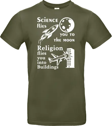 Science flies you to the moon. Religion flies you into buildings (Weisse-Schrift)