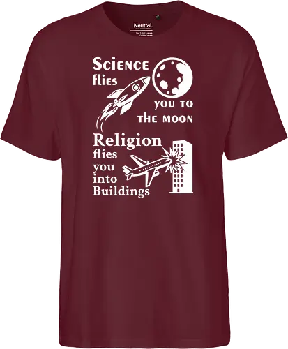 Science flies you to the moon. Religion flies you into buildings (Weisse-Schrift)